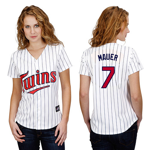 Joe Mauer #7 mlb Jersey-Minnesota Twins Women's Authentic Home White Baseball Jersey
